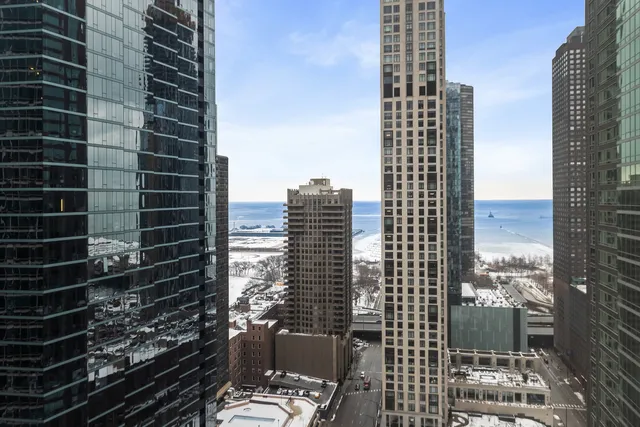 a view of a city with tall buildings