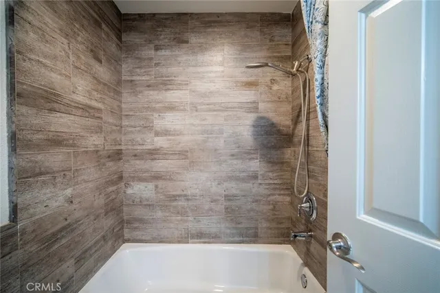 a bathroom with a bathtub