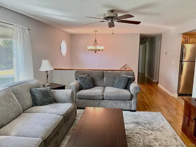a living room with furniture and a couch