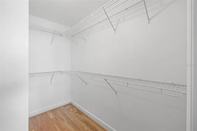 a view of a room with racks on the wall