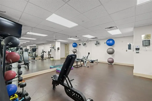 a view of a room with gym equipment