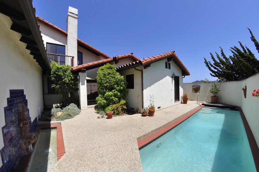 1110 Nirvana Road Santa Barbara, CA 93101 - Photo 2 of 7 Courtyard with Lap Pool and Fountain