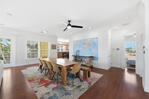 a view of a balcony with furniture