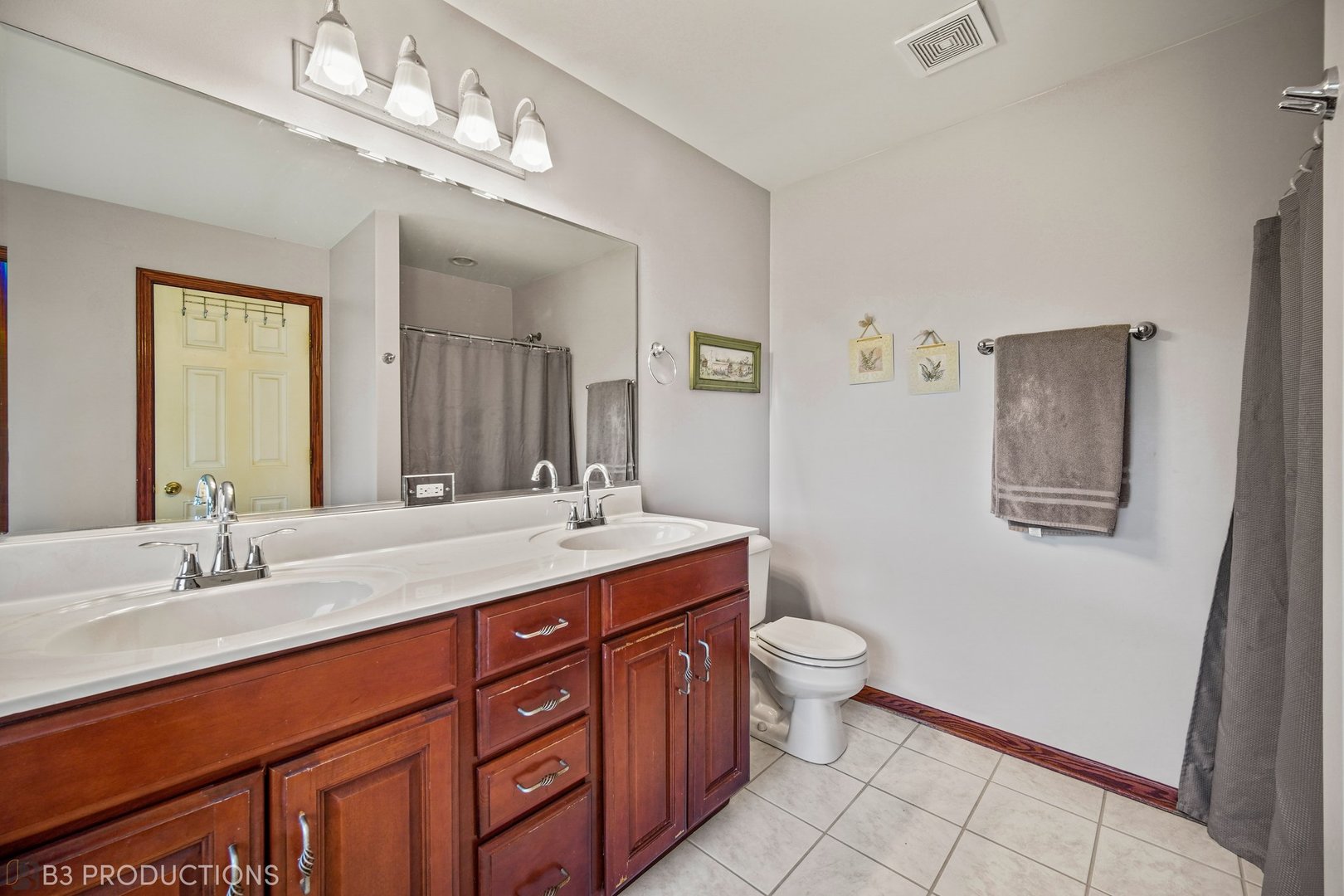 27325 South Kuersten Road Monee, IL 60449 - Photo 15 of 30 a spacious bathroom with a double vanity sink a toilet and a mirror