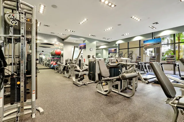 a view of a room with gym equipment