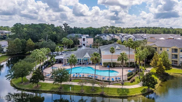 an aerial view of a house