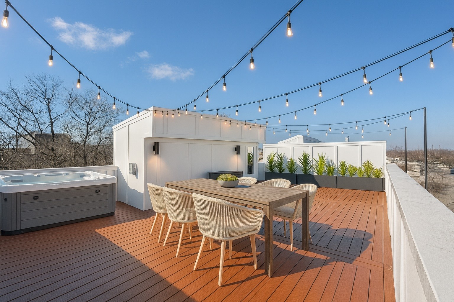 a outdoor view with a sitting space