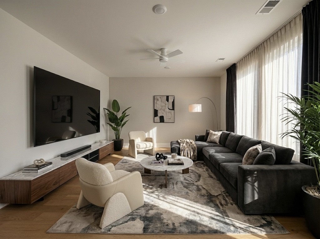 604 Inverness Avenue, Unit A Nashville, TN 37204 - Photo 12 of 18 a living room with furniture and a flat screen tv