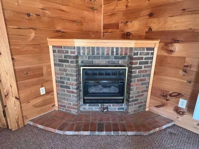 a close view of a fireplace