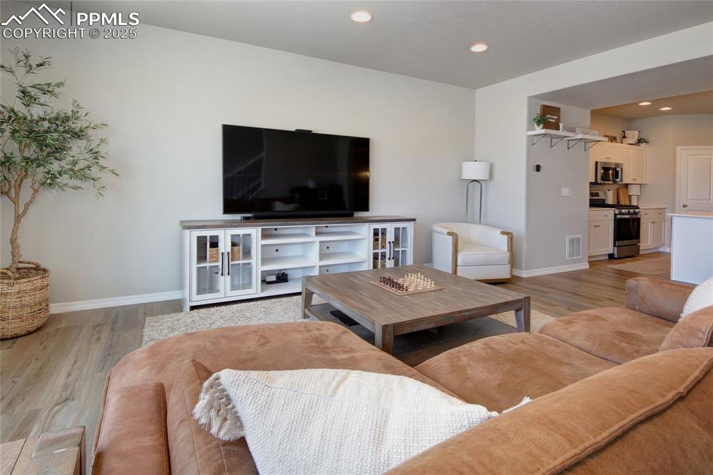 6069 Inman View Colorado Springs, CO 80924 - Photo 14 of 38 a living room with furniture and a flat screen tv