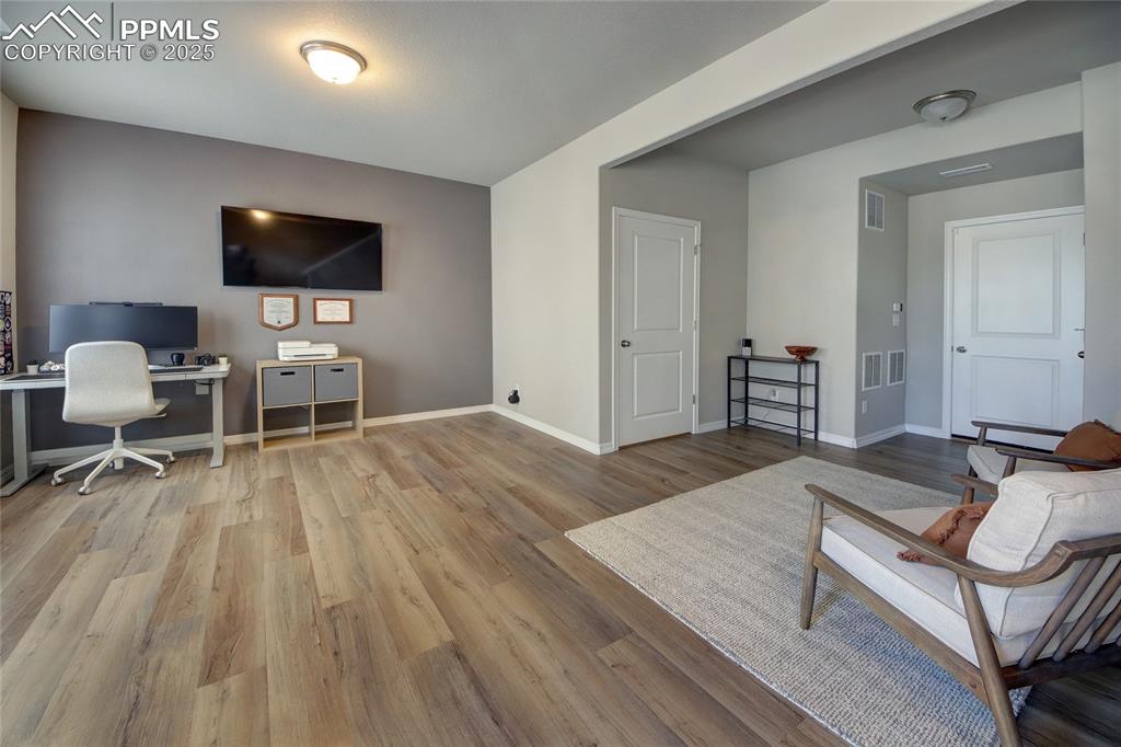 6069 Inman View Colorado Springs, CO 80924 - Photo 30 of 38 a living room with furniture and a flat screen tv
