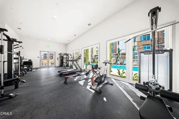 a room with gym equipment