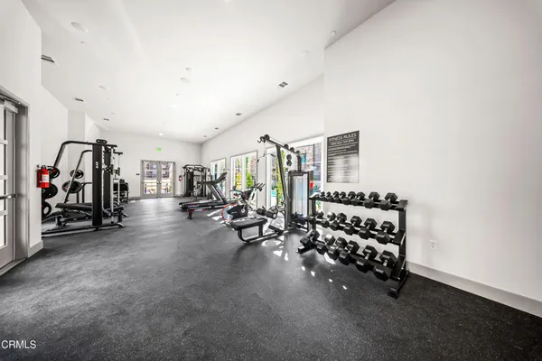 a view of a room with gym equipment