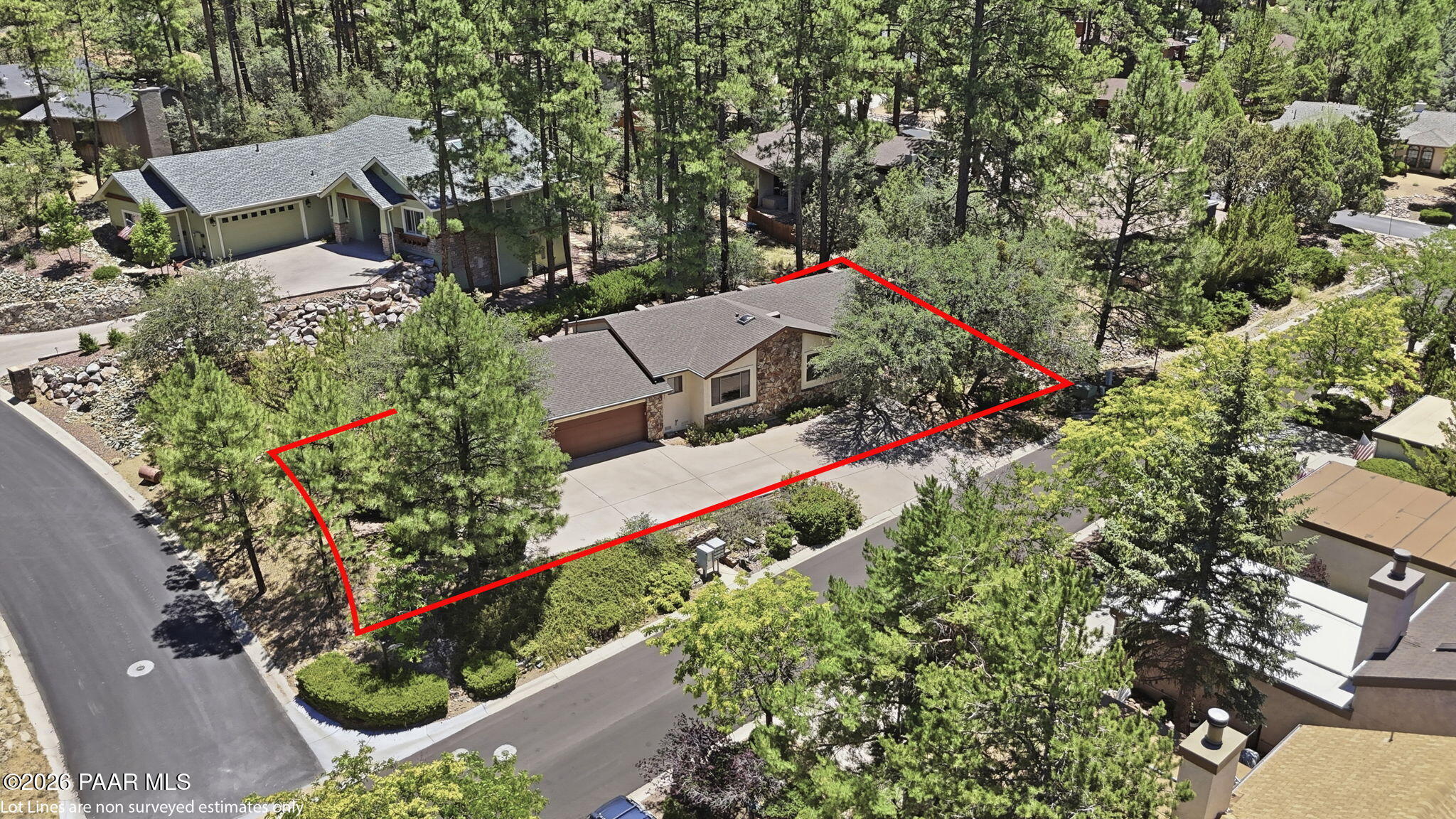 1370 Coyote Road Prescott, AZ 86303 - Photo 45 of 50 Aerial Front 3 Lot Line