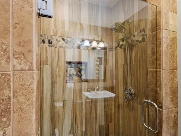 a bathroom with a shower