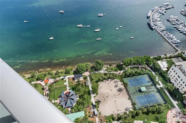 an aerial view of swimming pool