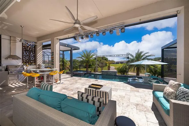 a outdoor living space with furniture