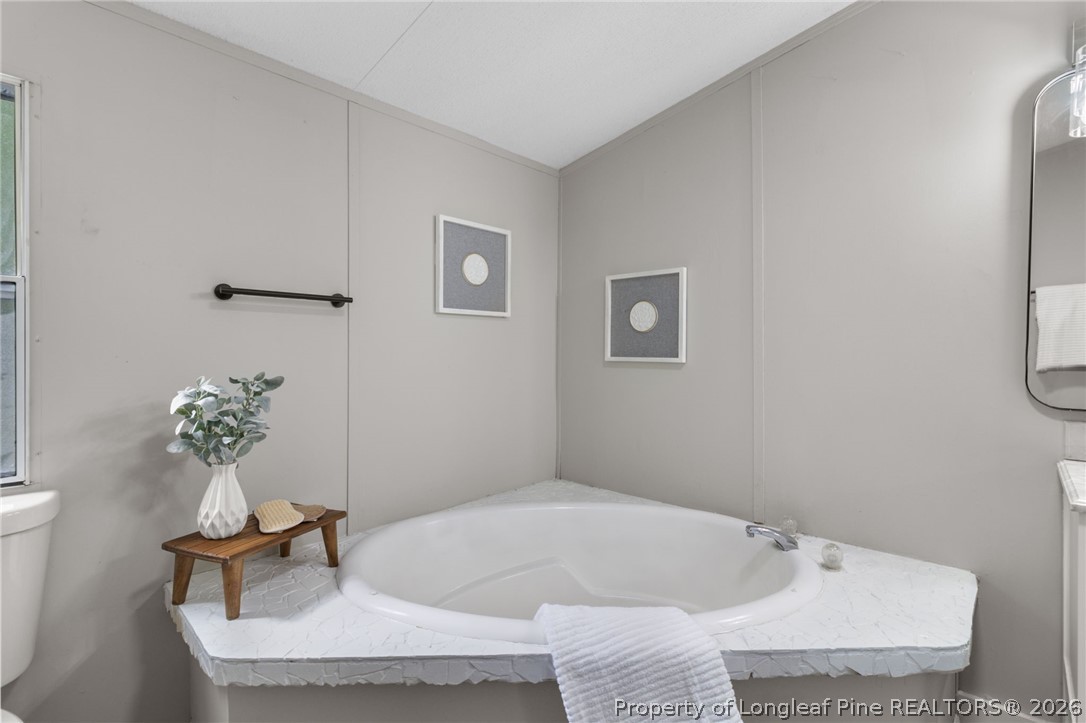 6568 Sandy Creek Road Stedman, NC 28391 - Photo 15 of 34 a bathroom with a tub and a potted plant