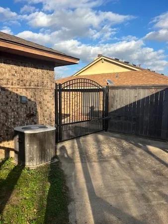 a view of a black gate