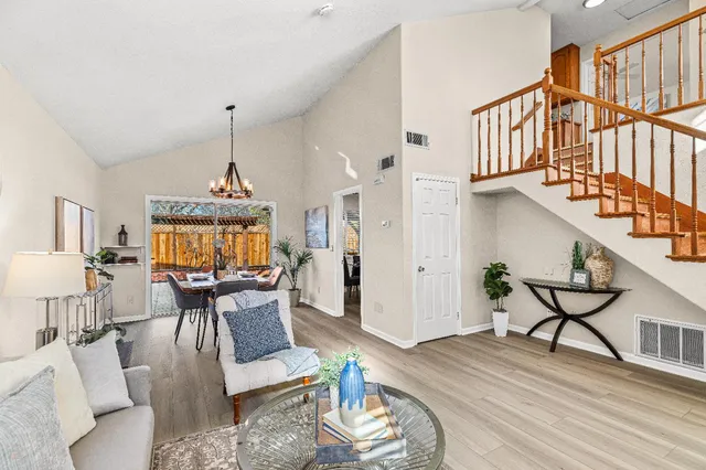 a living room with furniture