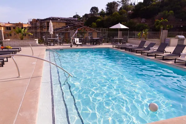 a view of a city with a road