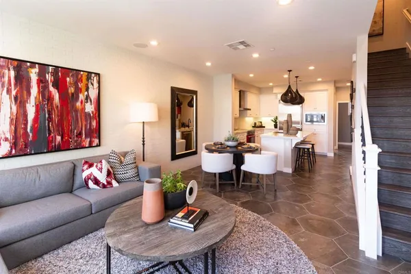 a living room with furniture