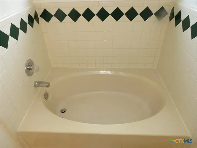 a bathroom with a bathtub and shower