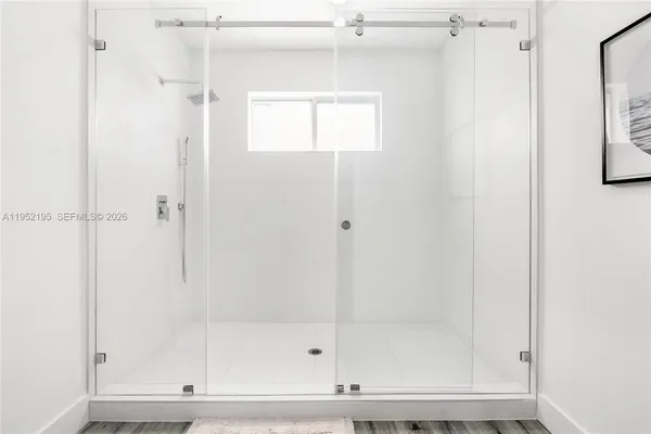 a bathroom with a bathtub