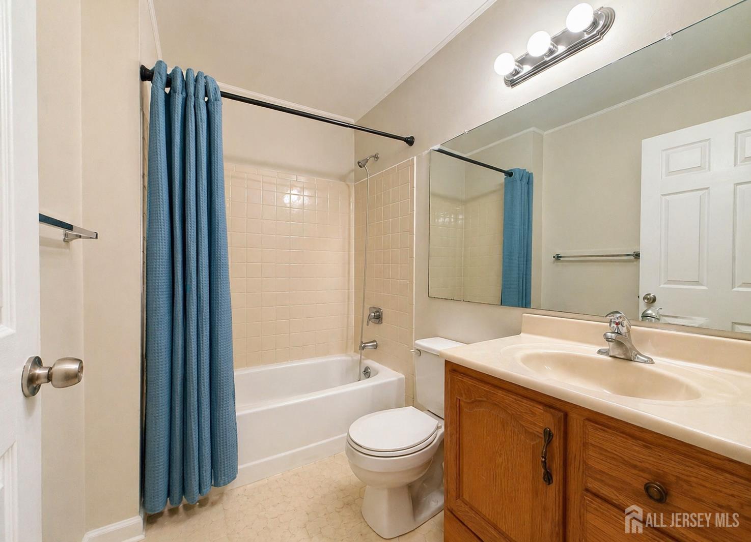 161 Applegate Lane East Brunswick, NJ 08816 - Photo 8 of 12 a bathroom with a sink a toilet a mirror and shower