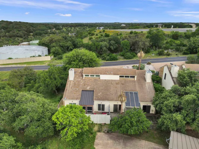 an aerial view of a house