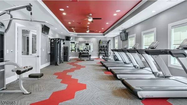 a room with gym equipment