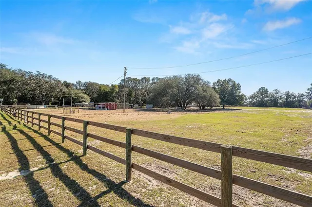 a view of pool and trees