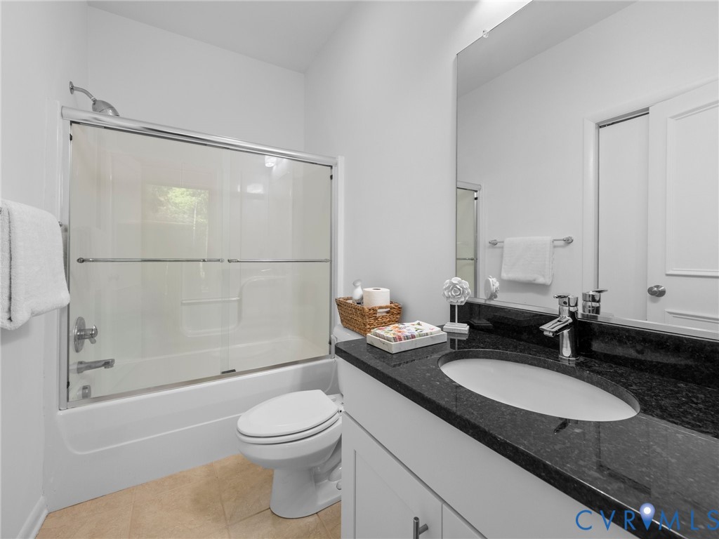 6126 Autumn Bluff Road Powhatan, VA 23139 - Photo 27 of 47 a bathroom with a granite countertop sink toilet and shower