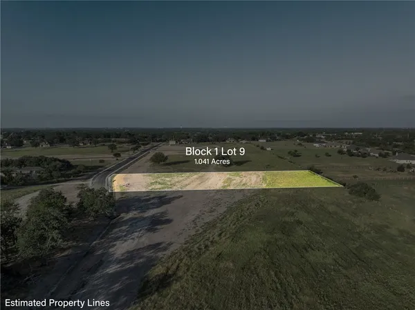 an aerial view of a residential houses with outdoor space and trees