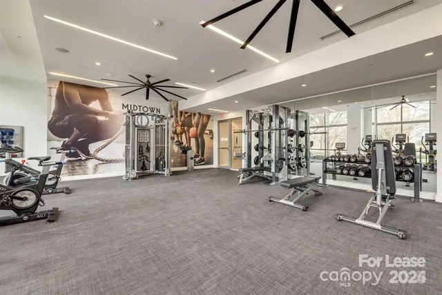 a view of a room with gym equipment