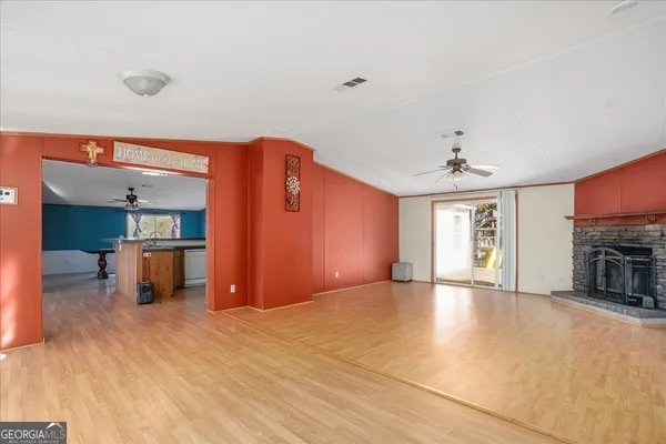 a view of a livingroom with a fireplace