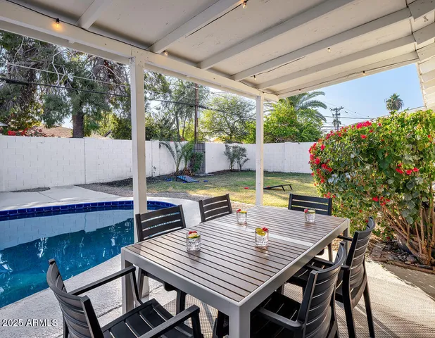 a view of an outdoor space with seating