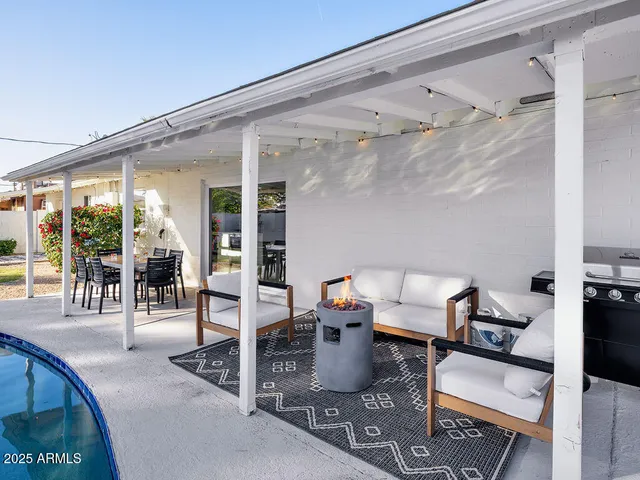 a living room with furniture