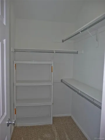 a view of an empty walk in closet