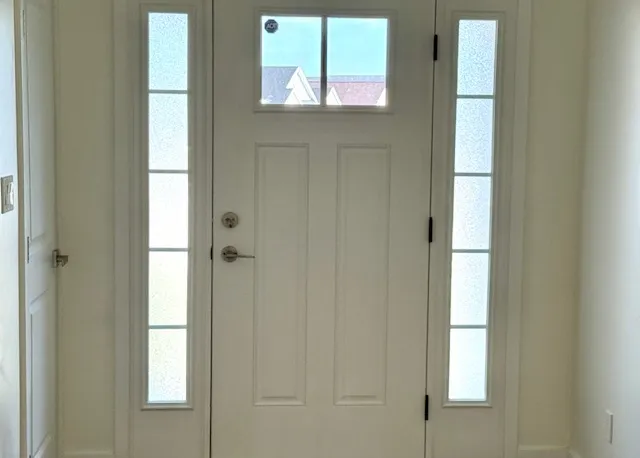 a bathroom with a window