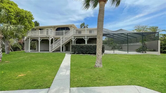 a view of a lake with a big yard