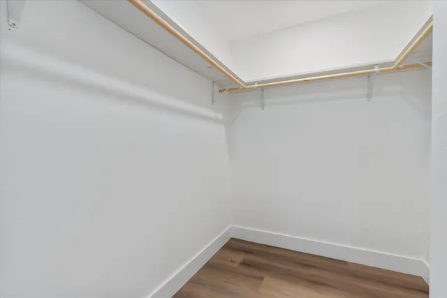 a view of an empty walk in closet