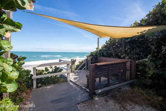 a view of a balcony with an outdoor space