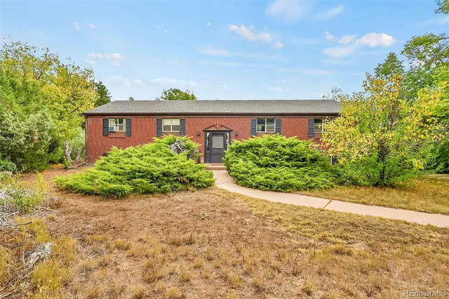 a view of a house with a yard and potted plants