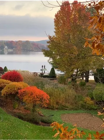 a view of lake with mountain