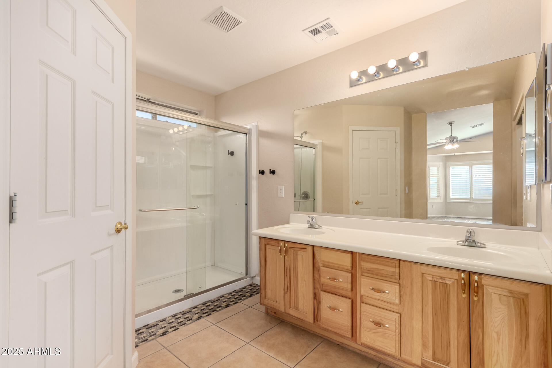 2513 West Carter Road Phoenix, AZ 85041 - Photo 5 of 27 a spacious bathroom with a shower sink and mirror