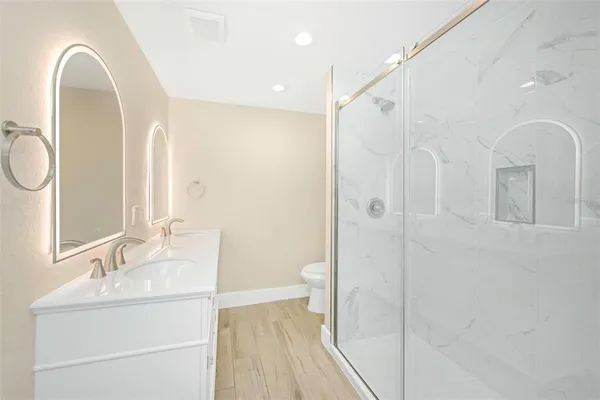 a bathroom with a shower