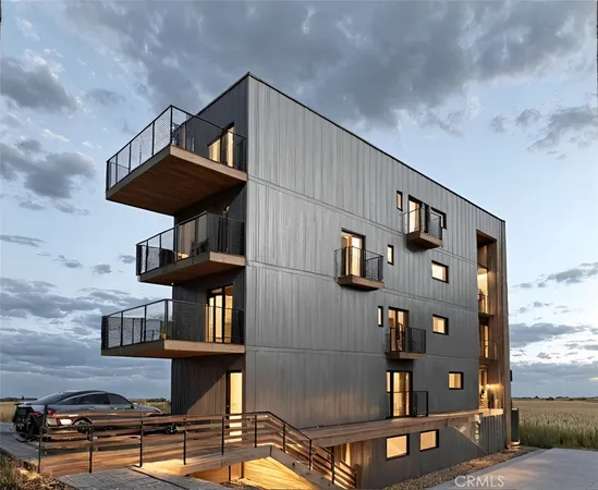 a front view of a building with parking space