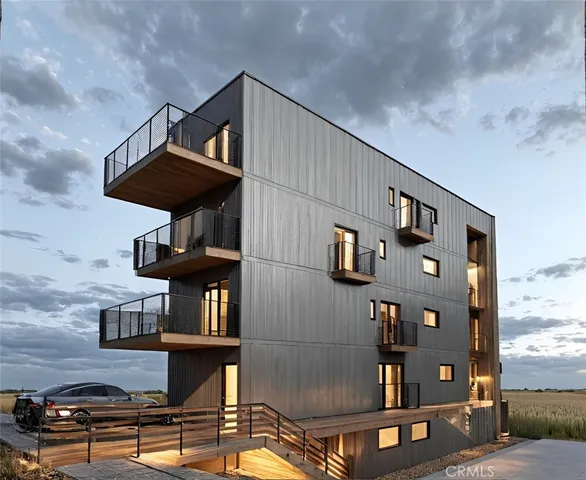 a front view of a building with parking space