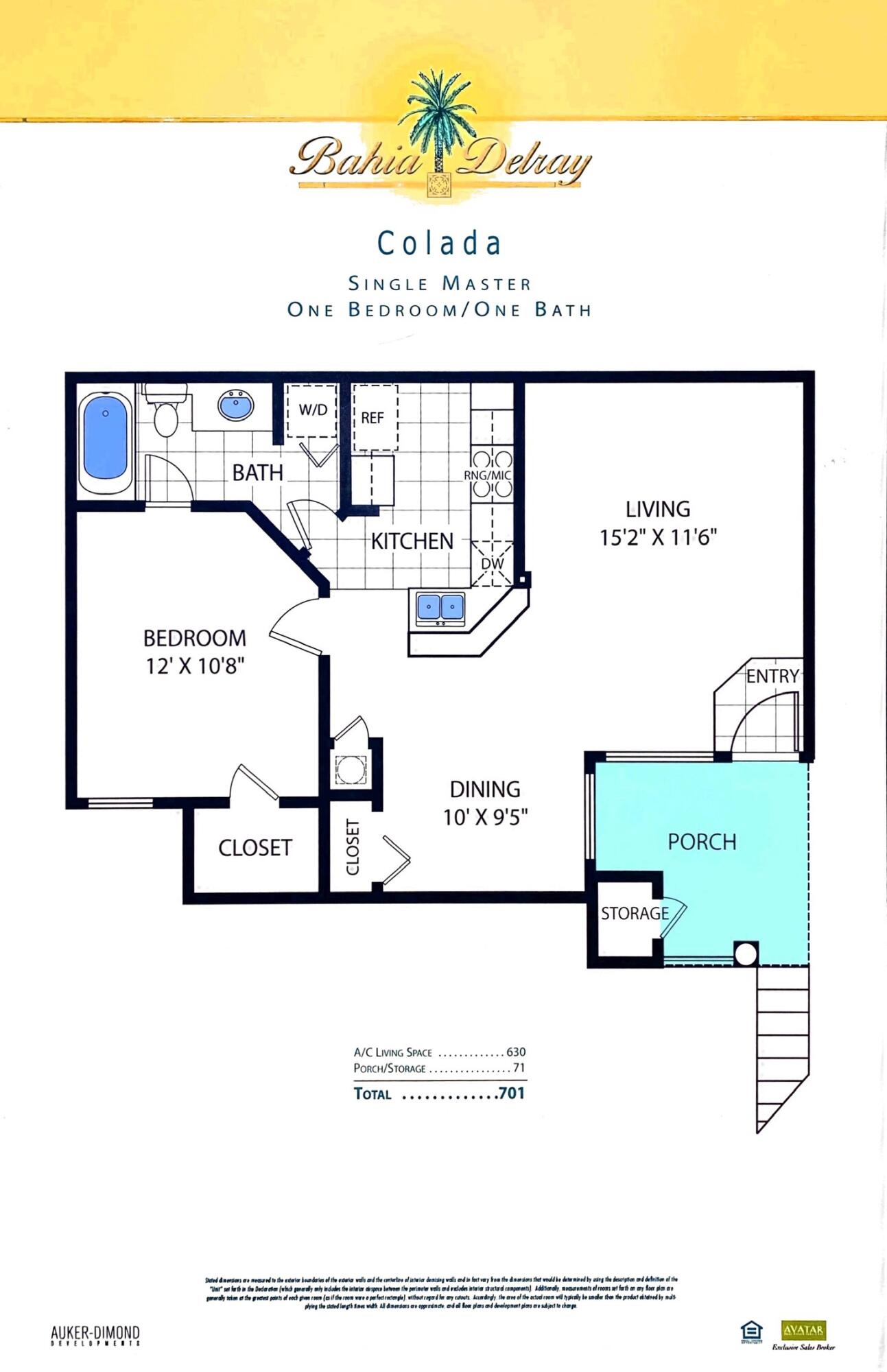 1335 Crystal Way, Unit L Delray Beach, FL 33444 - Photo 21 of 21 1 Bedroom Floor Plan